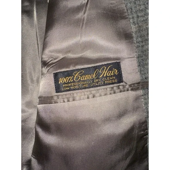 Vintage Hart Schaffner‎ Marx Camel Hair Blazer Men's 46L Plaid Sport Coat Suit - Picture 5 of 12